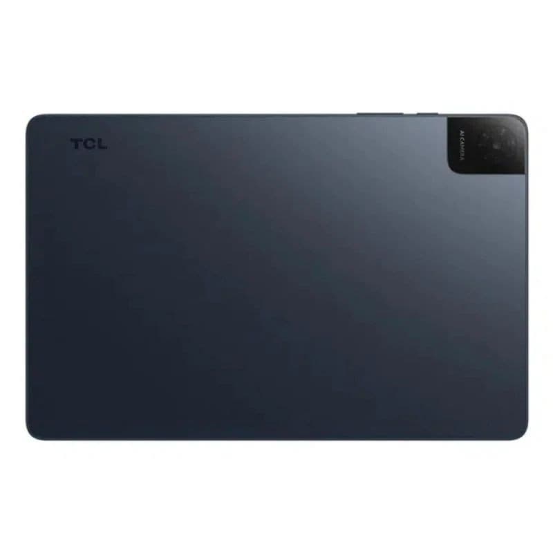 TCL TAB 10L Gen 4 en color oscuro vista trasera con cámara trasera en módulo negro, cuerpo delgado y acabado mate elegante