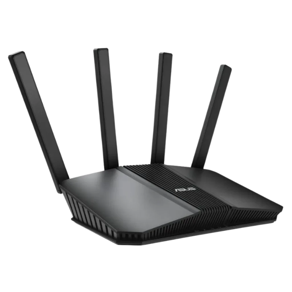 Routeur ASUS RT-BE58U noir avec 4 antennes externes, design angulaire, voyants LED à l'avant et ports à l'arrière - Ítem2