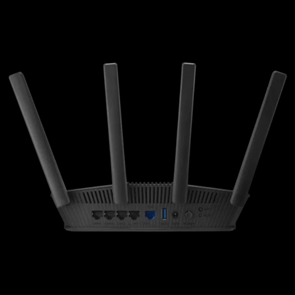 Connexions arrière ASUS RT-BE58U : port WAN 2,5G, 3 ports LAN Gigabit et USB 3.2.