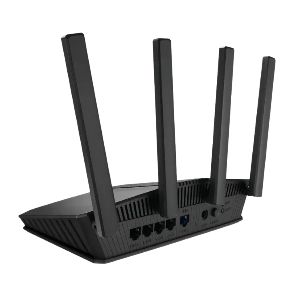 ASUS RT-BE55 WiFi 7 compatible avec AiMesh, routeur noir double bande avec quatre antennes externes et design angulaire - Ítem2