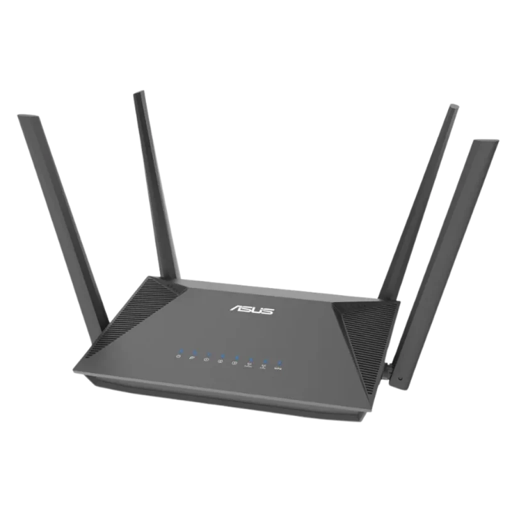 Routeur ASUS RT-AX52 AX1800 WiFi 6 double bande, design noir avec quatre antennes externes, voyants LED d'état à l'avant et compatibilité AiMesh - Ítem1