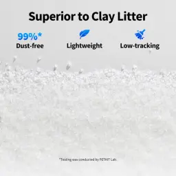 Imagen ilustrativa de la arena del PETKIT Crystal Litter Set y su efectividad