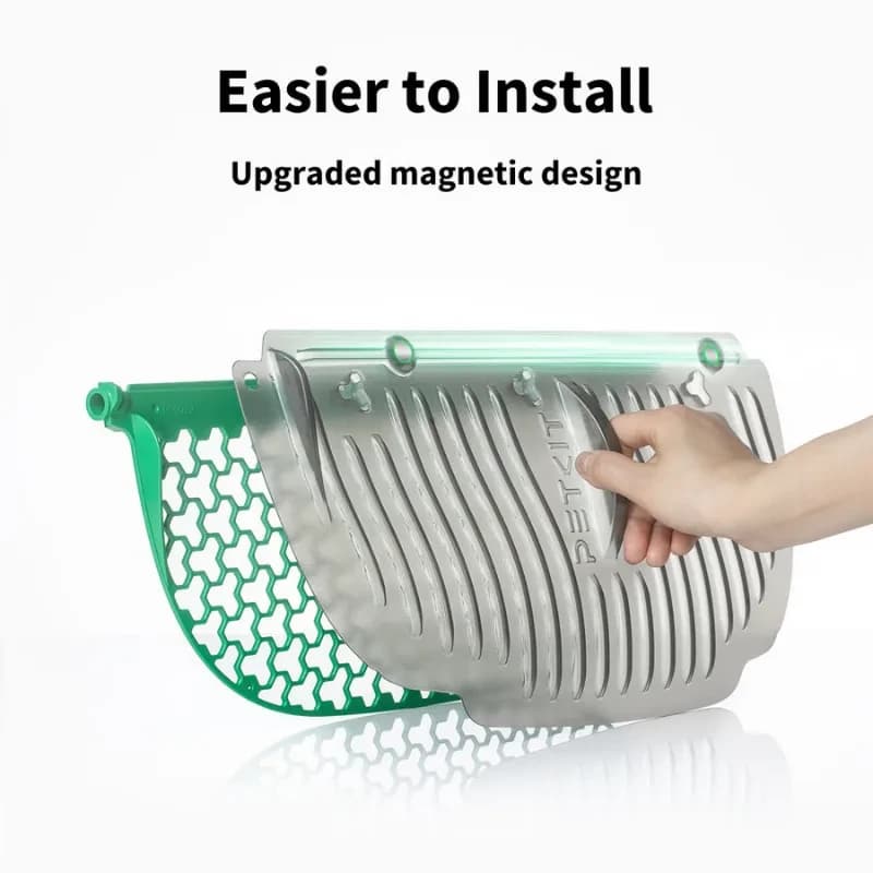 Imagen ilustrativa de la facilidad de instalación del PETKIT Set Recogedor Magnético de Arena de Gatos P99022