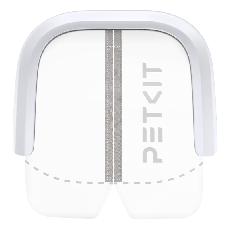 Vue de face du rideau magnétique anti-poussière PETKIT 2.0, avec logo de la marque et couleur blanche - Ítem