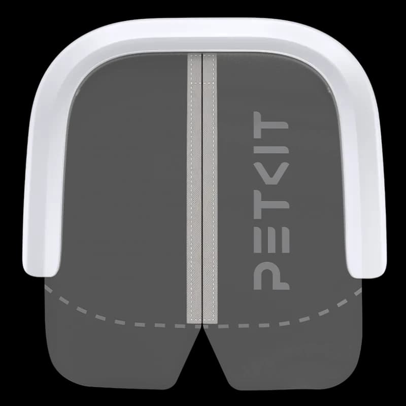 Vista frontal de la PETKIT Cortina magnética antipolvo 2.0, con logo de la marca y color blanco