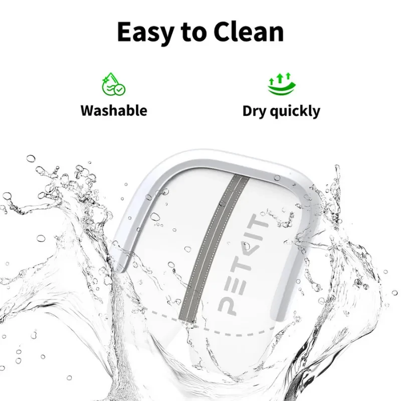 Vue de face du rideau magnétique anti-poussière PETKIT 2.0, avec logo de la marque et couleur blanche - Ítem1