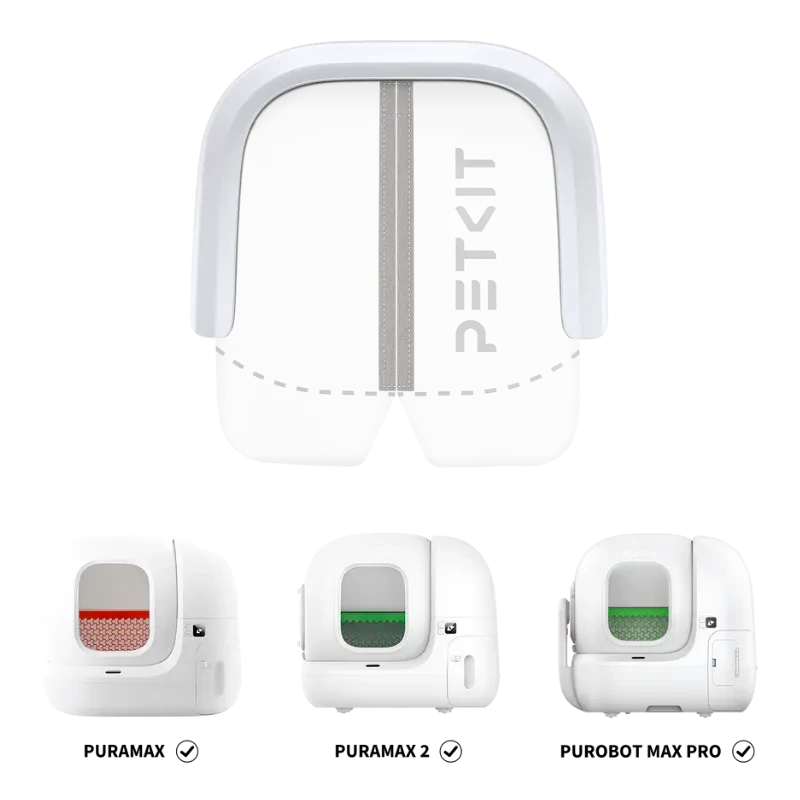 Vue de face du rideau magnétique anti-poussière PETKIT 2.0, avec logo de la marque et couleur blanche - Ítem4
