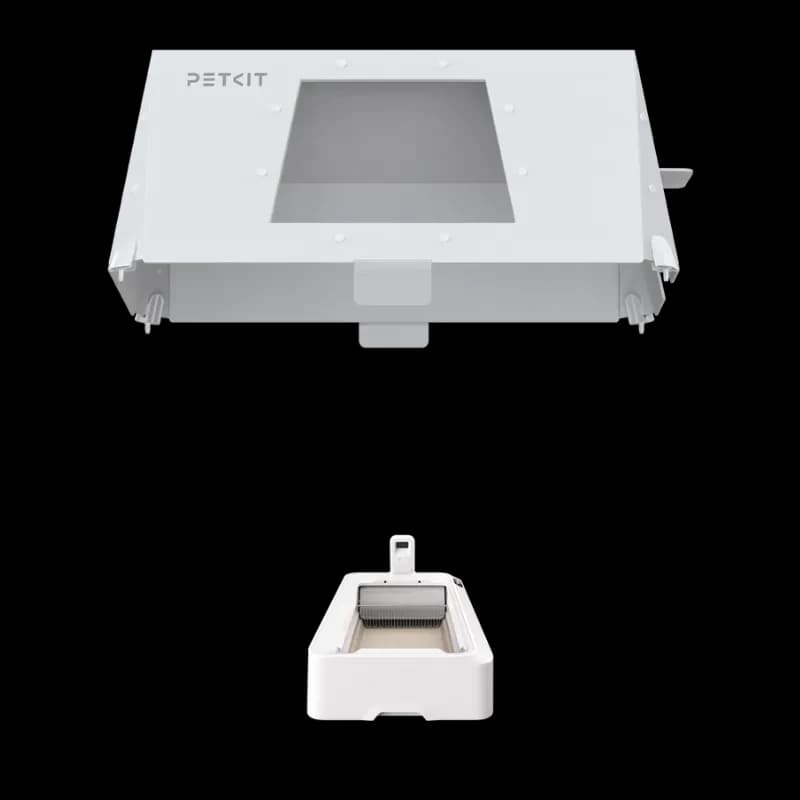 Vista del PETKIT Front Entry Hood con imagen ilustrativa del arenero autolimpiable compatible