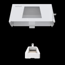 Vista del PETKIT Front Entry Hood con imagen ilustrativa del arenero autolimpiable compatible