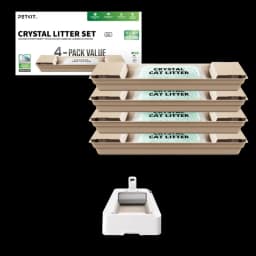 Vista del PETKIT Set de Arena Cristalina para Gatos + Bandejas Reemplazables (Pack x4) con imagen del arenero autolimpiable compatible