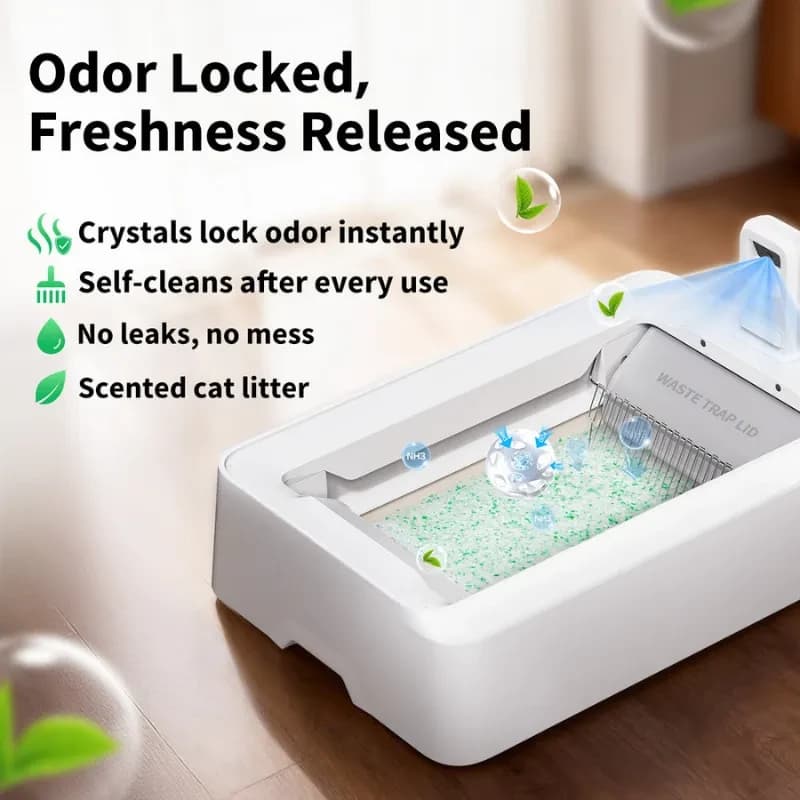 Imagen ilustrativa con las características del PETKIT Crystal Litter Set
