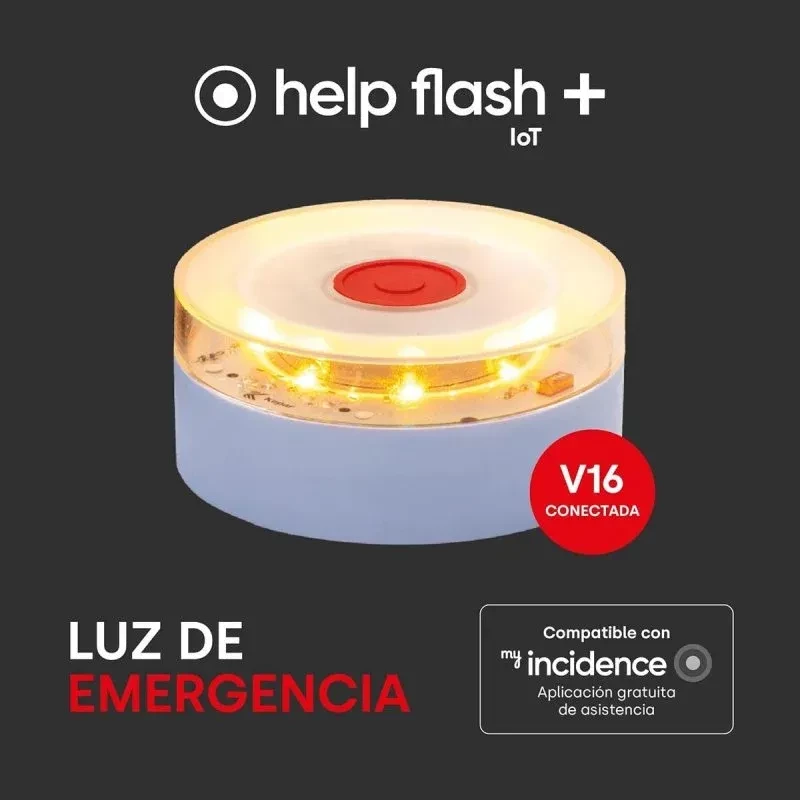 Help Flash IOT Plus branca, baliza de emergência 290 candelas, homologada DGT 3.0, luz LED circular com botão vermelho central e base magnética - Item2