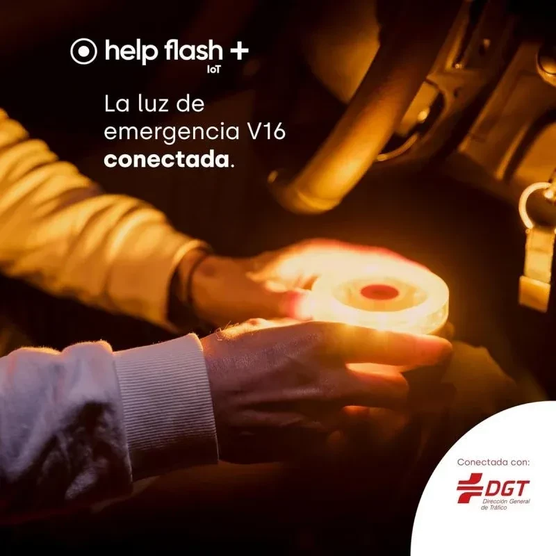 Help Flash IOT Plus branca, baliza de emergência 290 candelas, homologada DGT 3.0, luz LED circular com botão vermelho central e base magnética - Item3