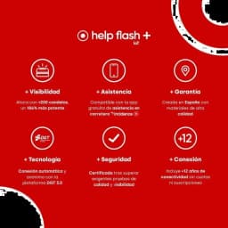 Help Flash IOT Plus branca, baliza de emergência com luz LED potente 250 candelas, homologada DGT 3.0, geolocalizável, conexão automática e 12 anos de