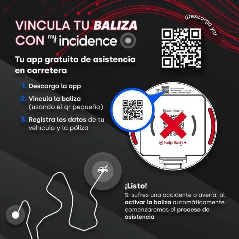 Help Flash IOT Plus branca, baliza de emergência 290 candelas, homologada DGT 3.0, luz LED circular com botão vermelho central e base magnética - Item6