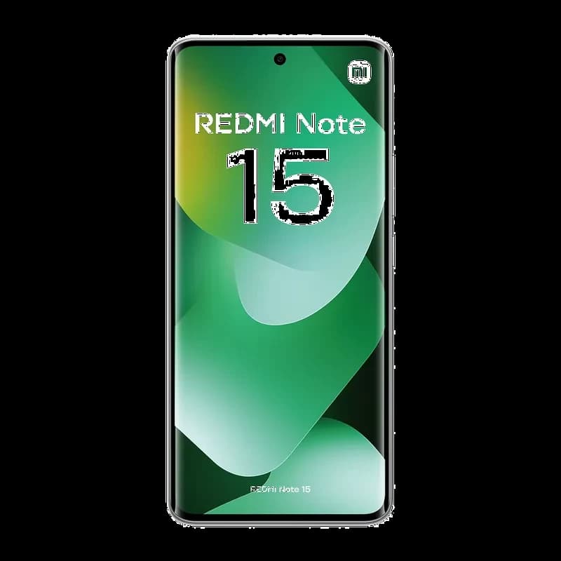 Xiaomi Redmi Note 15 vert avec écran OLED FullHD+ bord à bord, poinçon central pour la caméra, bords fins et design épuré