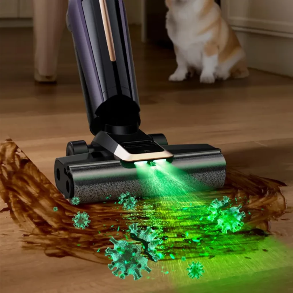 Deerma DEM-P40 Pro Aspirateur sans fil, vertical et ergonomique, couleur noire avec détails dorés, base de recharge et réservoir transparent - Ítem3