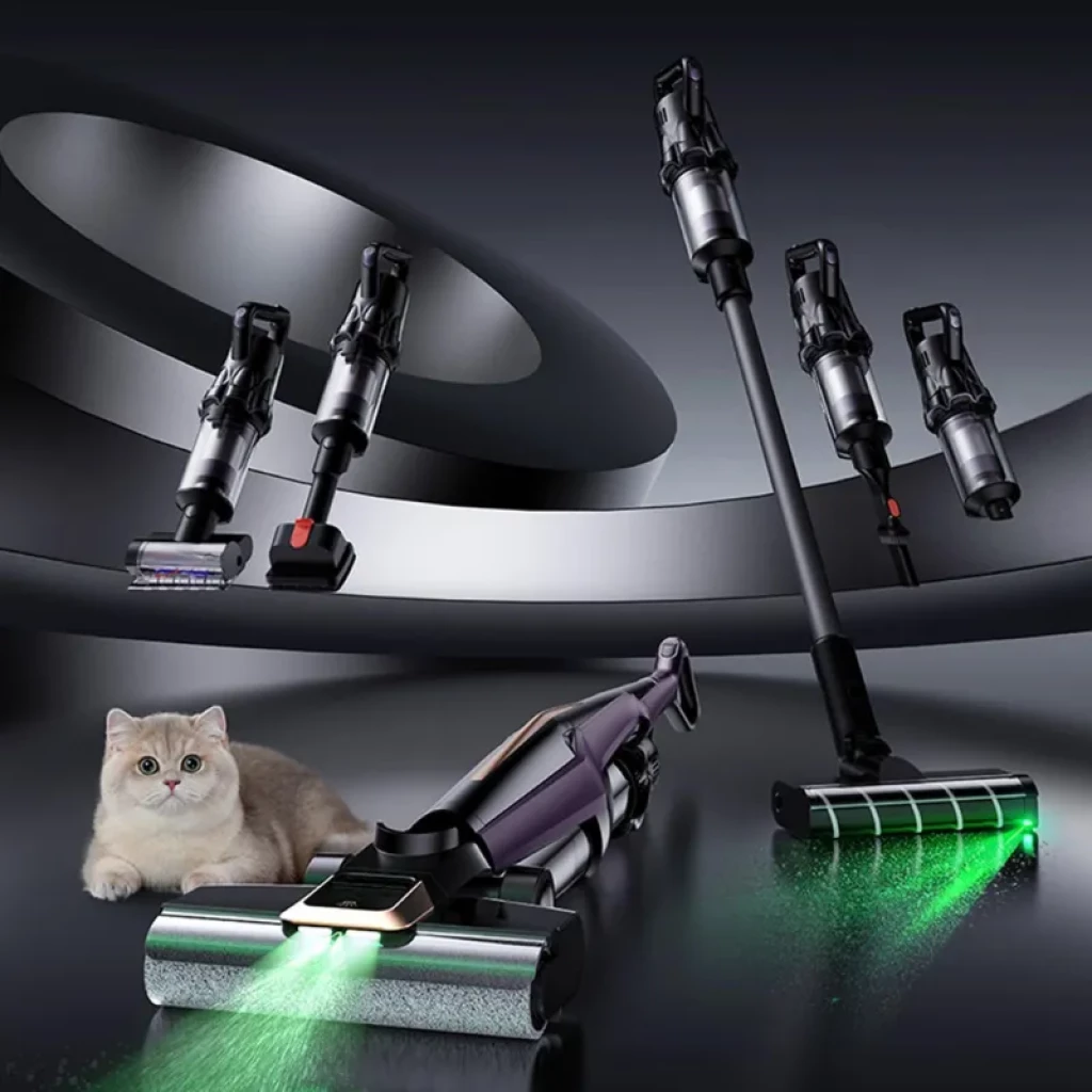 Deerma DEM-P40 Pro Aspirateur sans fil, vertical et ergonomique, couleur noire avec détails dorés, base de recharge et réservoir transparent - Ítem4