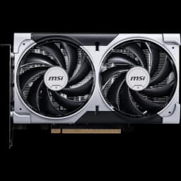 MSI GeForce RTX 5060 8G VENTUS 2X OC com dois fans grandes, carcaça prata e preta, backplate metálico e conector PCIe; design robusto e moderno