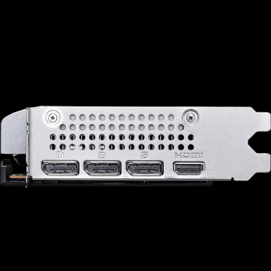 MSI GeForce RTX 5060 VENTUS 2X OC com painel traseiro prateado, 3 portas DisplayPort e 1 HDMI, grelha ventilada para melhor dissipação de calor