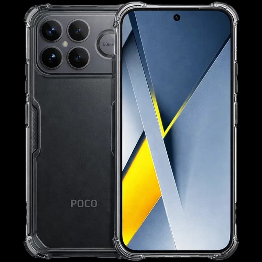 Coque en silicone renforcé Poco F8 Ultra 5G transparente, bords antichoc, angles renforcés, protection écran et caméra, design fin et grip antidérapant