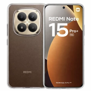 Capa de silicone reforçada para Xiaomi Redmi Note 15 Pro Plus, transparente, fina e antiderrapante, protege bordas, câmera tripla e mantém o design visível