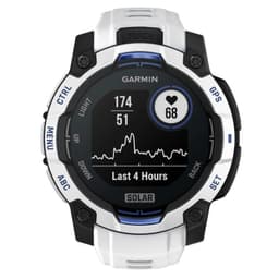 Garmin Instinct 3 45 mm Solar branco com bracelete de silicone branca, mostrador robusto, lanterna integrada e design resistente para atividades outdoor