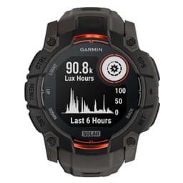 Garmin Instinct 3 Solar 50 mm preto, mostrador robusto com gráficos de luz, moldura resistente, botões laterais, pulseira de silicone carvão, NFC