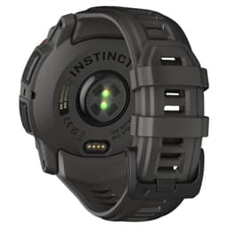 Garmin Instinct 3 Solar 50 mm em preto, caixa robusta, sensor óptico de batimentos, carregamento solar, pulseira de silicone carvão com fecho resistente