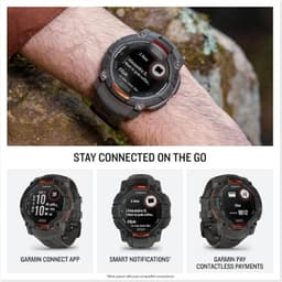 Garmin Instinct 3 50 mm Solar preto com pulseira de silicone carvão, mostrador robusto, botões laterais, detalhes laranja, NFC e tela legível outdoors