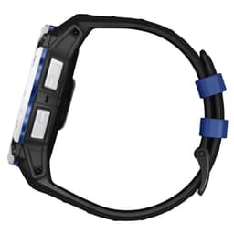Relógio Garmin Instinct 3 50 mm Solar branco com pulseira de silicone preta, lanterna integrada, carregamento solar e monitoramento de frequência cardíaca