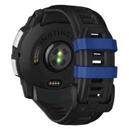 Garmin Instinct 3 50 mm Solar Branco com pulseira de silicone preta, mostrador circular robusto, botões laterais e tela com notificações; resistência 10 ATM