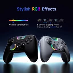 EasySMX X05 Pro PC Gamepad Noir avec LED RGB, 7 combinaisons de couleurs, 5 modes lumineux, joysticks asymétriques, croix directionnelle et gâchettes