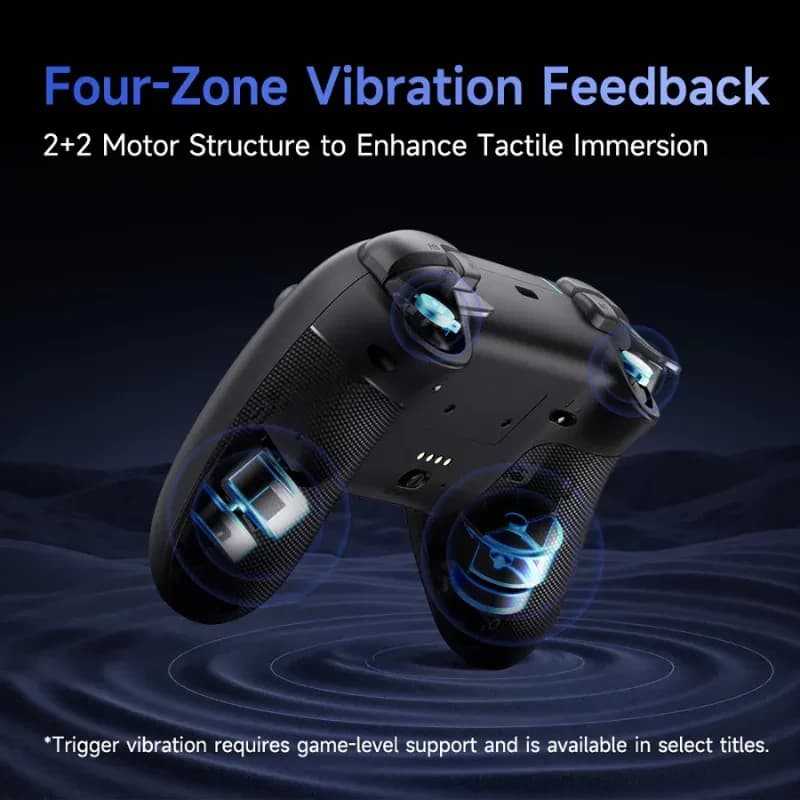 EasySMX X05 Pro PC Gamepad Noir avec grip texturé, 4 zones de vibration 2+2 moteurs, gâchettes ergonomiques et connexions 2,4 GHz, Bluetooth, USB-C