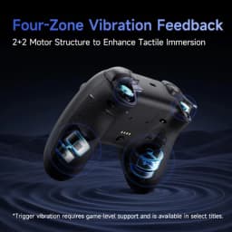EasySMX X05 Pro PC Gamepad Noir avec grip texturé, 4 zones de vibration 2+2 moteurs, gâchettes ergonomiques et connexions 2,4 GHz, Bluetooth, USB-C