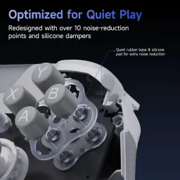 EasySMX X05 Pro violet avec boutons XYAB, amortisseurs en silicone et base caoutchouc pour clics silencieux, intérieur optimisé anti-bruit, finition texturée