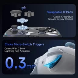 EasySMX S10 Switch Gamepad Negro con crucetas intercambiables, agarre ergonómico, gatillos micro switch de 0.3 mm y detalle LED azul en el lateral