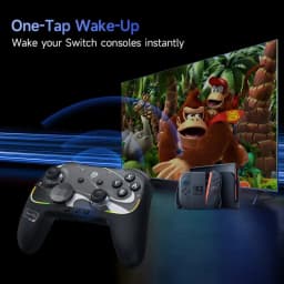 EasySMX S10 Switch Gamepad Negro con grips antideslizantes, botones ABXY, sticks duales, iluminación sutil y vibración HD; diseño ergonómico inalámbrico