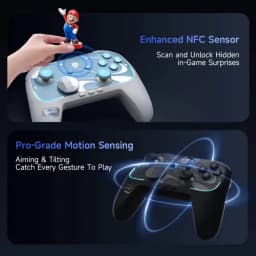 EasySMX S10 Switch Gamepad negro con luces LED, joysticks duales, botones ABXY, gatillos, sensor de movimiento y vibración HD para Nintendo Switch 2