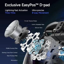 EasySMX D10 PC Noir D-pad EasyPos ultra-précis 8 directions, actionnement <1 ms, tiges en silicone, plaques de contact et microswitch, base de recharge