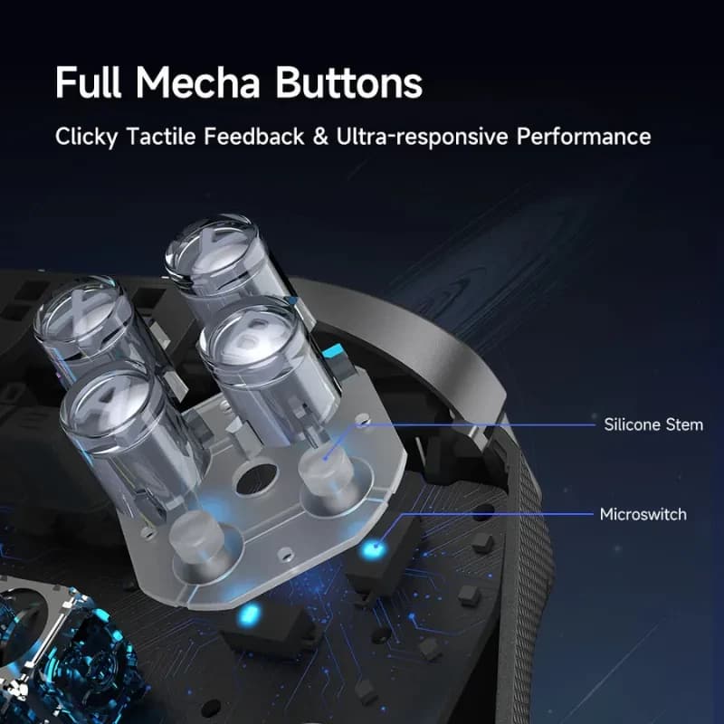 EasySMX D10 PC Noir – Boutons méca complets, tiges en silicone, microswitch ultra réactif, retour tactile cliquable, base de recharge intelligente