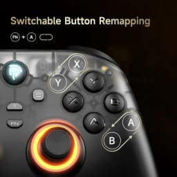 EasySMX D05 PC Noir manette transparente avec joysticks à effet Hall, anneau LED orange, boutons A B X Y remappables et icône lumineuse tactile