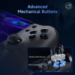 EasySMX M15 controlador mobile com botões mecânicos avançados, micro switch e silicone flexível; layout ABXY destacado e design ergonômico para jogos