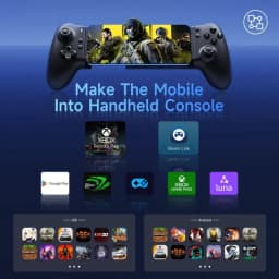 EasySMX M15 controle mobile Bluetooth com pegas ergonômicas, layout ABXY, gatilhos e suporte extensível para smartphone; compatível iOS e Android