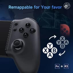 EasySMX M15 controle mobile Bluetooth com botões ABXY remapeáveis, analógico ergonômico e atalho Fn+R3; design preto para jogos multiplataforma