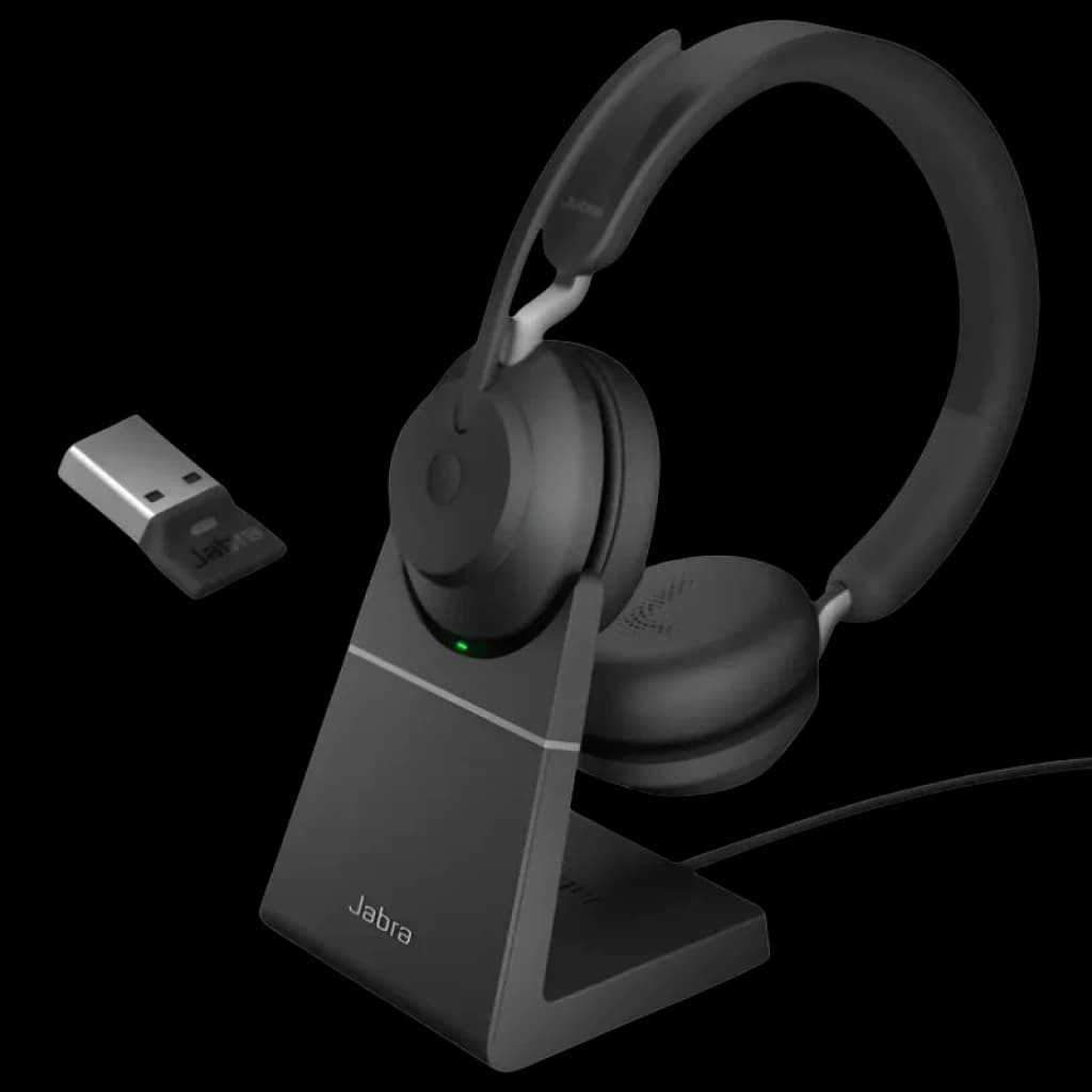 Jabra Evolve2 65 Stereo MS + Base de recharge + Link 380 USB-A - Casque sans fil professionnel