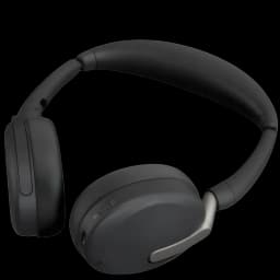 Casque supra-auriculaire noir Jabra Evolve2 65 Flex MS Stereo, arceau rembourré, oreillettes ovales pliables, micro discret, finition mate, Bluetooth, ANC