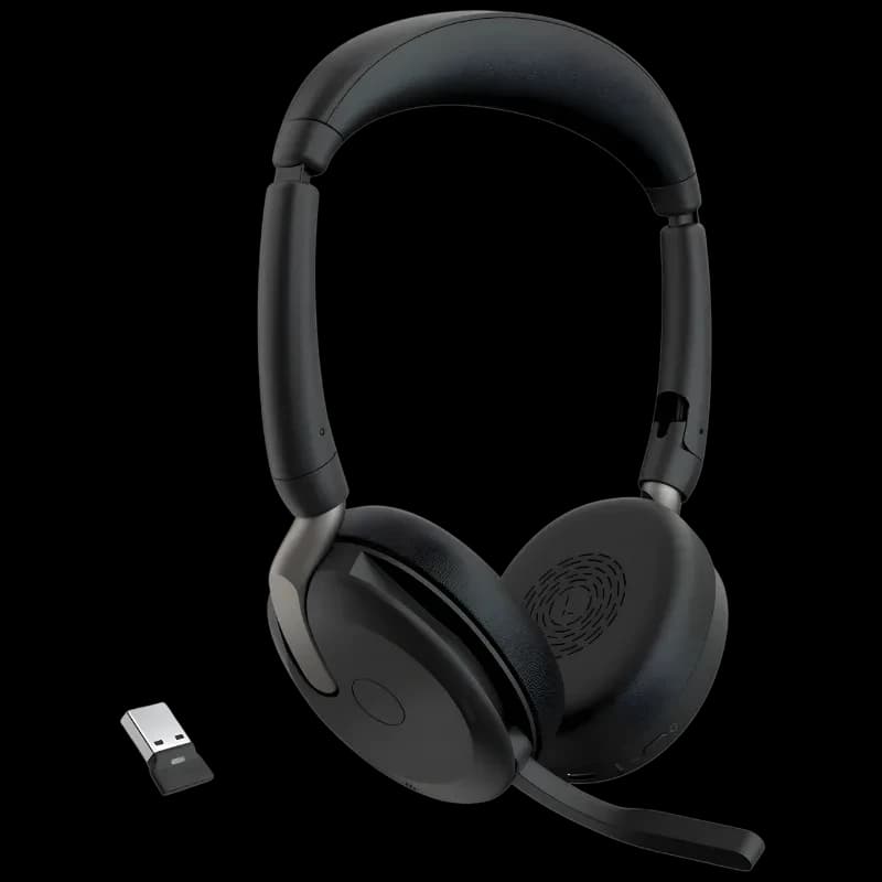 Jabra Evolve2 65 Flex UC Stereo - Casque filaire et sans fil pour PC destiné au bureau, avec réduction du bruit