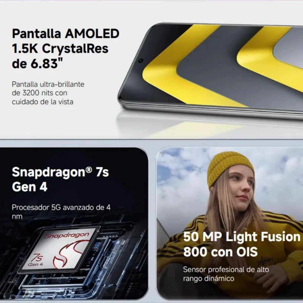 Xiaomi Poco M8 Pro 5G 8 Go/256 Go Argent avec Écran CrystalRes AMOLED de 6,83 pouces - Ítem11