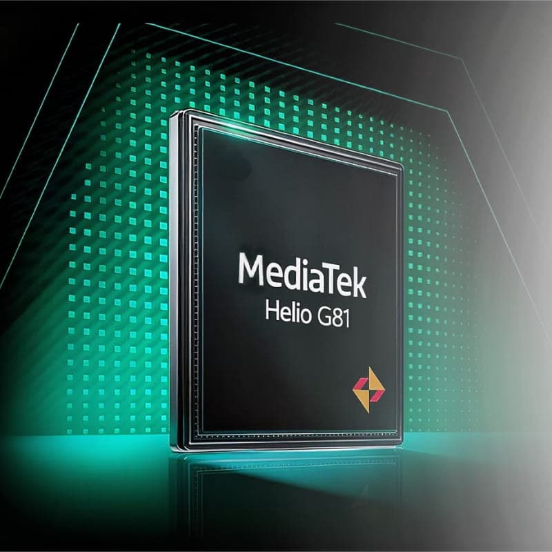 Chip MediaTek Helio G81 para Blackview Fort 100 en negro, diseño robusto tipo mecha, enfoque en rendimiento eficiente y resistencia de grado militar